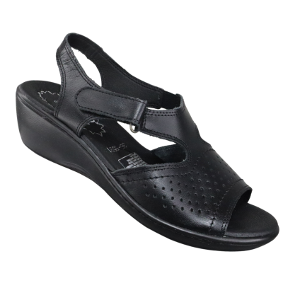 Romulo Sandalia Cuero Negro Mujer Ref 5591